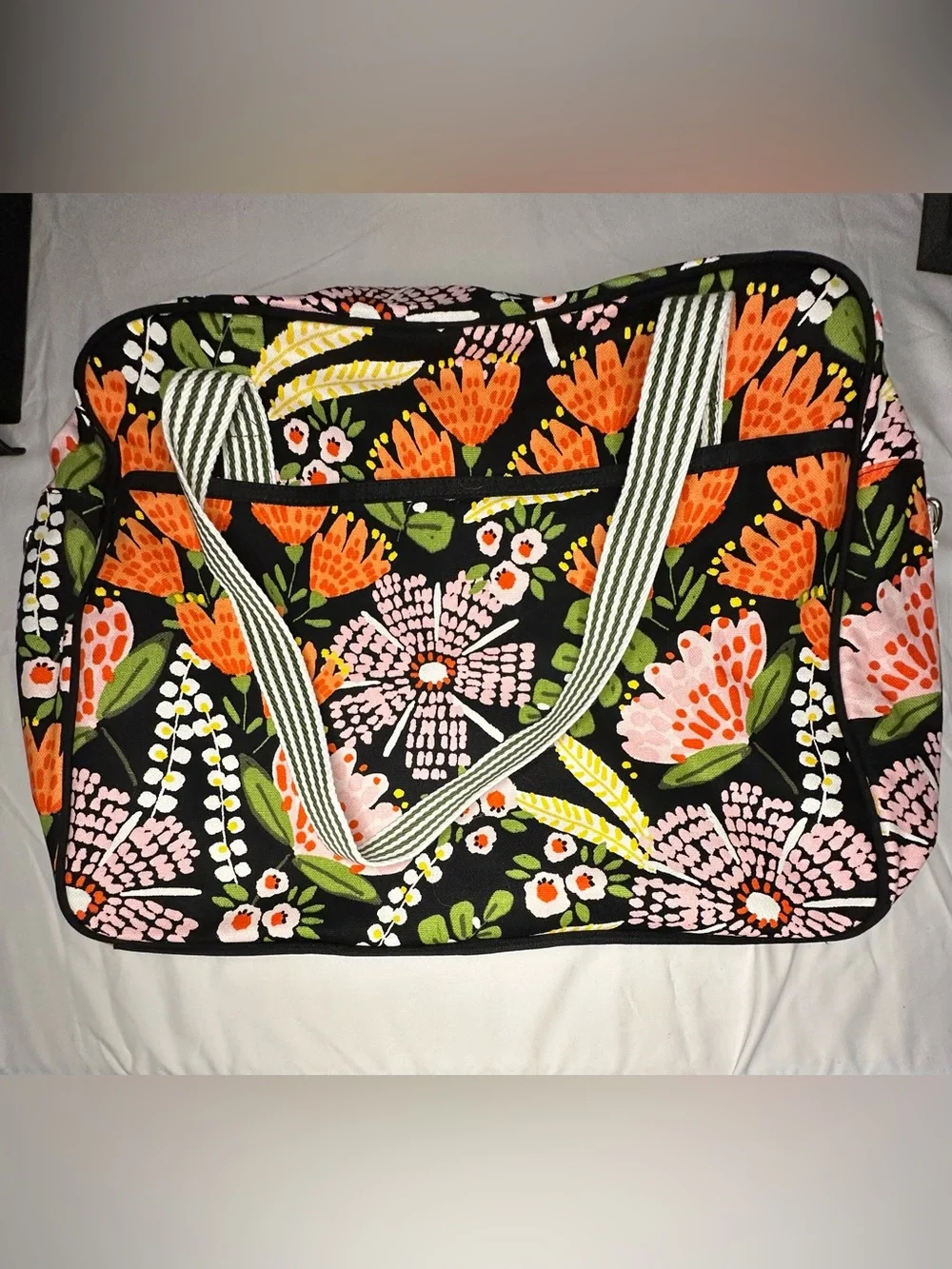Thirty-One Floral Weekend Travel Bag in Black, Orange & Green